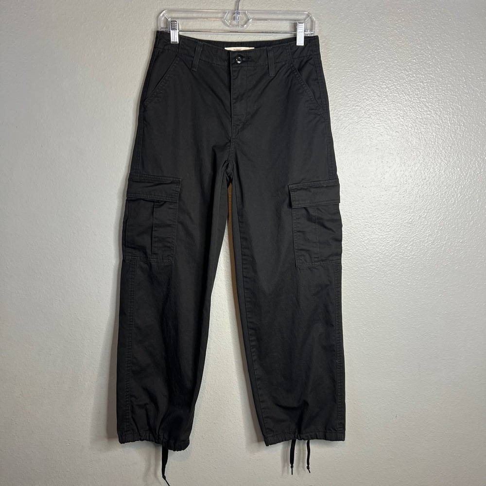 Levi's '94 Baggy Cargo Pants Women Sz 26 Y2K Utility Drawstring Gorpcore Black